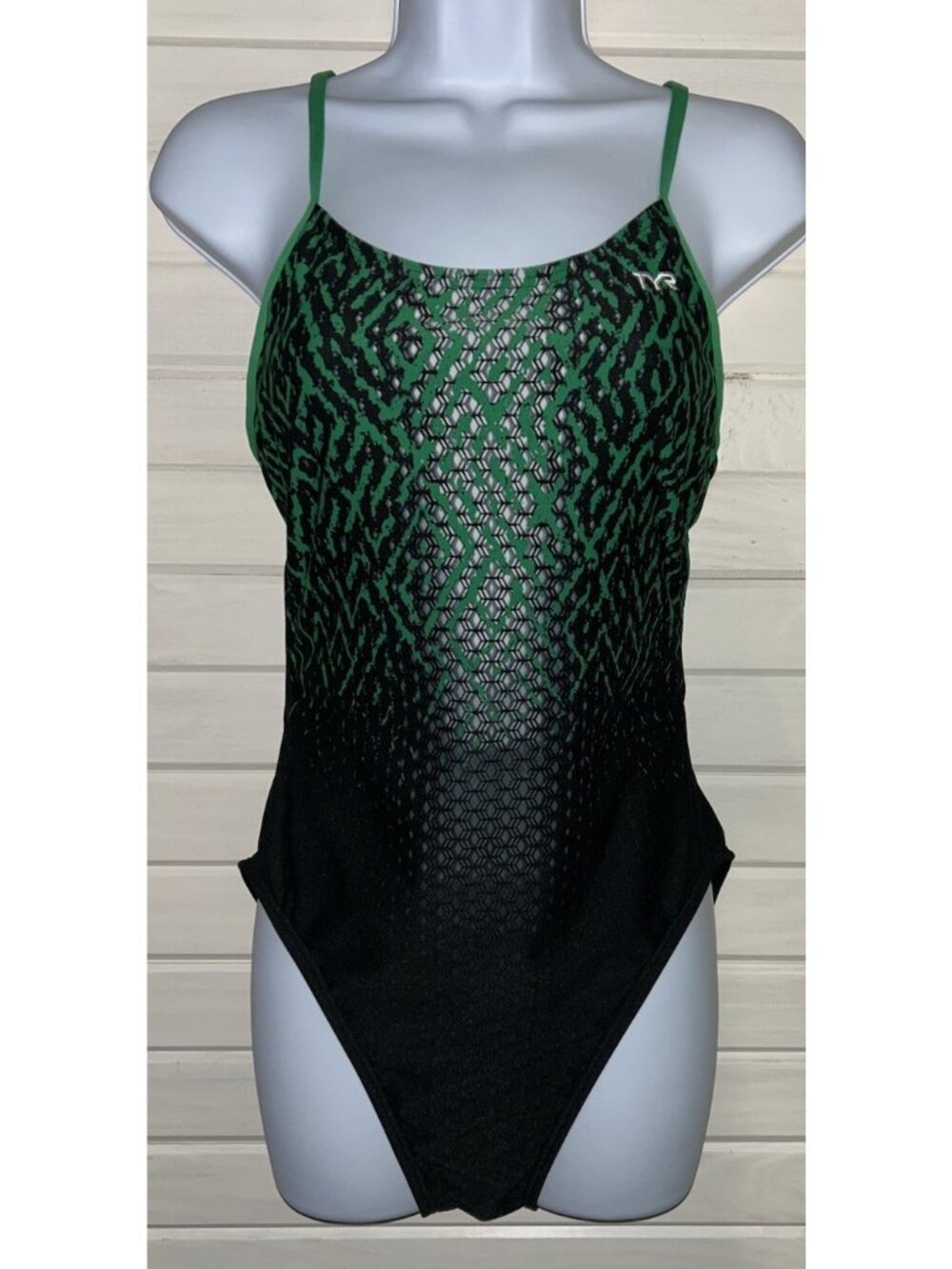 NWT TYR Sz 36 (LARGE) Durafast Elite Women's Odyssey Cutoutfit Swimsuit Green